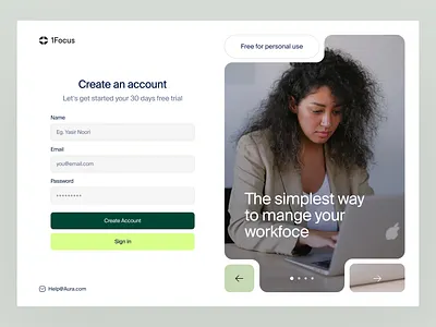 1Focus - Sign Up Web Design account create account design figma form log in login onboarding password register sign in sign up signin ui ui design user interface ux ux design web website