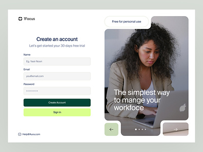 1Focus - Sign Up Web Design account create account design figma form log in login onboarding password register sign in sign up signin ui ui design user interface ux ux design web website