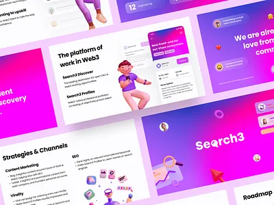 Web3 Pitch Deck 3d illustration bright dao deck google slides keynote mesh gradient pink pitch deck powerpoint presentation purple vibrant web2 web3