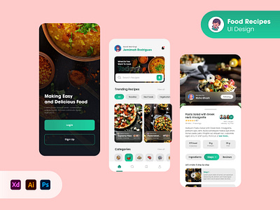 Food Recipe App Design android app app design app ui cooking app cooking app ui design creative ui design design food app ios app recipe app recipe app ui design ui concept ui design ui trending ui ux