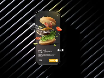 Food Mobile App Mockup 3d app dark theme dark ui design food graphic design illustration interface interface design logo minimal mobile app mobile ui mobileapp mobileapp design restaurant ui uiux ux