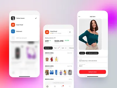 Concept of e-commerce mobile app, new approach app dashboard design e com e commerce interface mobile app seller shop ui ux