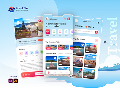 Travel App UI Design adobe xd android app app design app ui creative ui design design ios app tour app tour app ui trave app travel app ui design trip plan app ui concept ui design ui trending ui ux ui ux trending