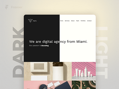 Alpha | Creative Agency and portfolio Framer template agency template agency website animation creative agency design inspiration design tools digital product framer framer template no code responsiveness ui user experience uxui visual design website