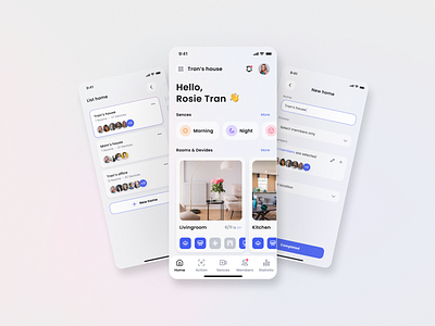 Smaho - Smart Home Mobile App - Light Theme app control home control home design home app home design mobile app smart home smart home app design smart home design smart home mobile ui ui home ui mobile app uiux uiux design uxui