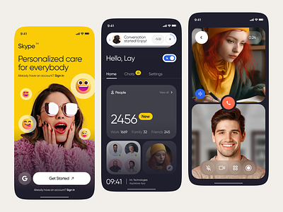 Skype® - Mobile App Concept app chats chatting clean concept design discord ideo call ios messenger mobile online meet schedule skype ui ux