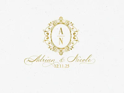 Classic Gold Wedding Logo Template bespoke wedding logo custom monogram custom wedding logo design illustration logo luxury logo luxury wedding logo wedding logo wedding monogram