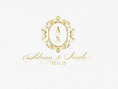 Classic Gold Wedding Logo Template bespoke wedding logo custom monogram custom wedding logo design illustration logo luxury logo luxury wedding logo wedding logo wedding monogram