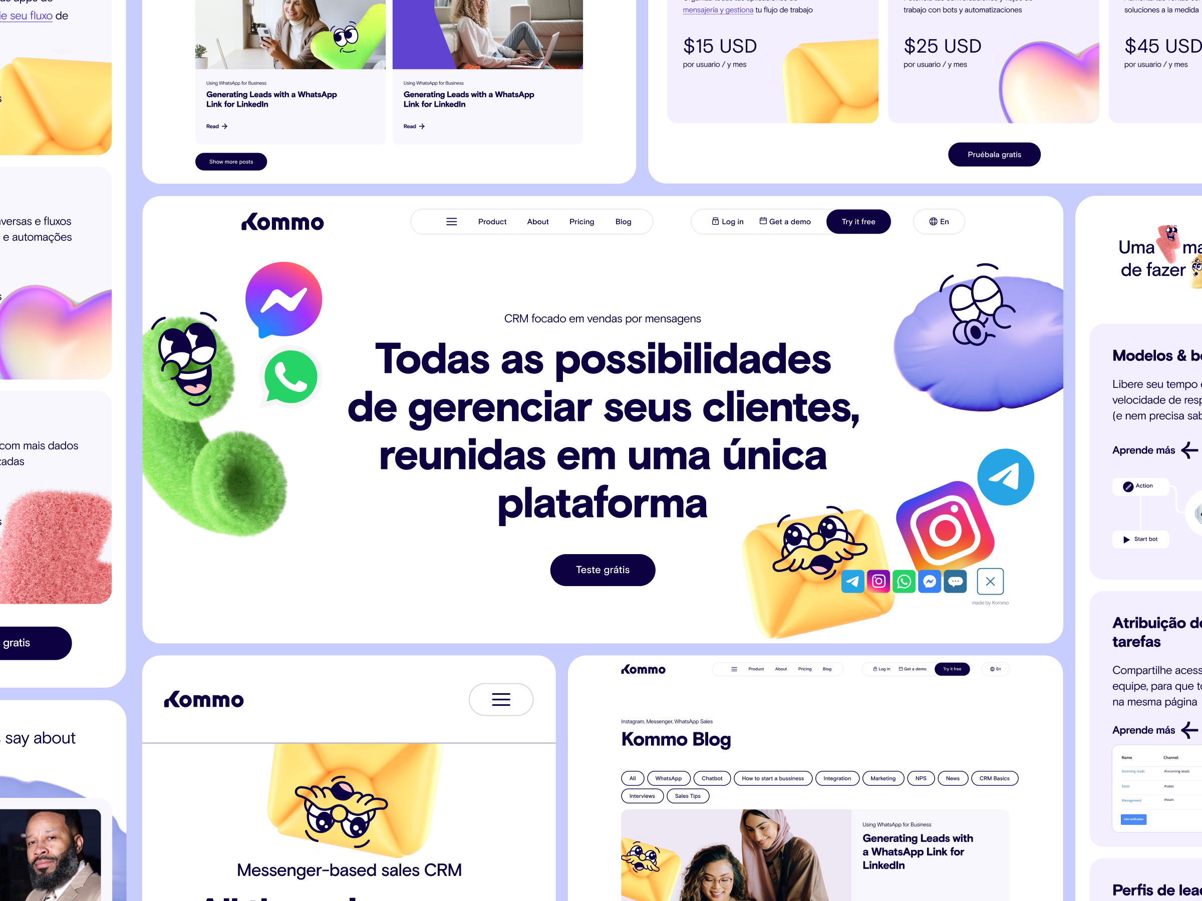 Kommo: Web Design Frames branding clean design embacy graphic design illustration logo minimal ui uiux vector web web design