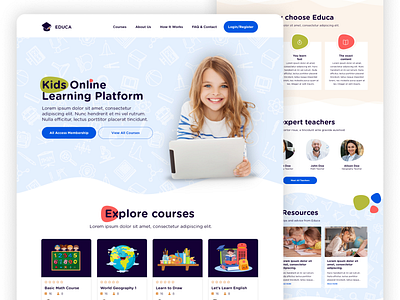 Online Learning Platform classes courses design education figma graphic design happy kids learn learning photoshop platform resources responsive school teacher ui ux
