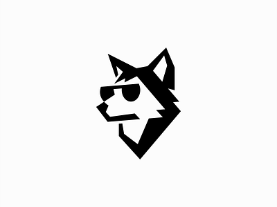 Wolf Or Dog With Sunglasses Logo app branding cool design dog fashion geometric icon identity illustration logo mark mascot negative space pet sunglasses symbol urban vector wolf