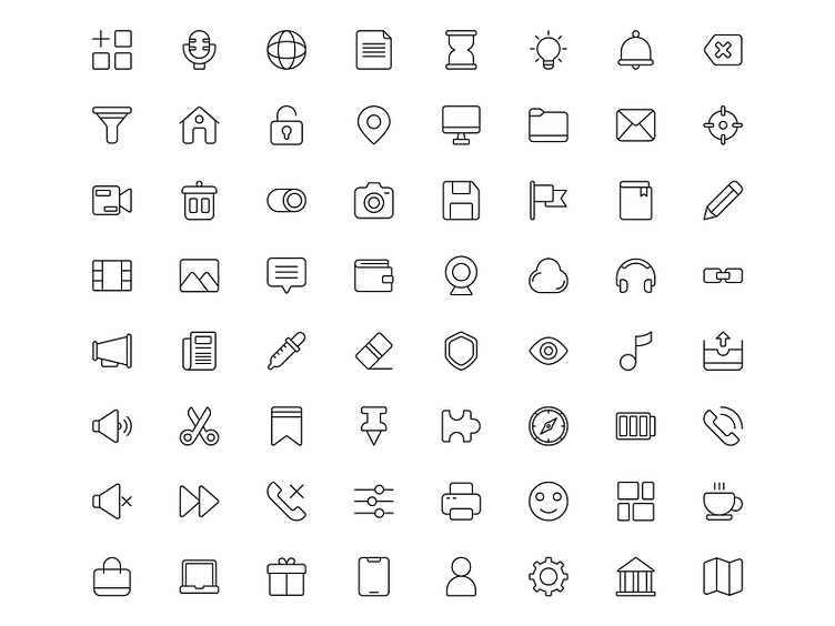 64 Minimal Interface Icons by Unblast on Dribbble