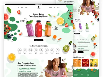 Responsive Detox Juices Website beauty branding design detox figma fruits graphic design green health juice landing lifestyle logo nature product ui vegan weight loss