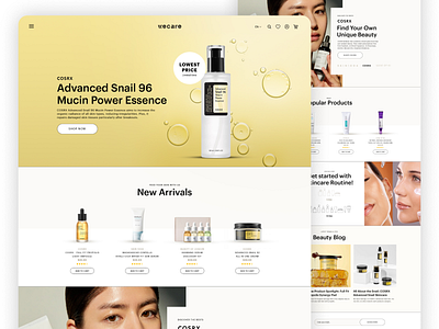 Cosmetic Webdesign beauty branding cosmetic design ecommerce face figma graphic design landing logo product routine skincare store ui website woman
