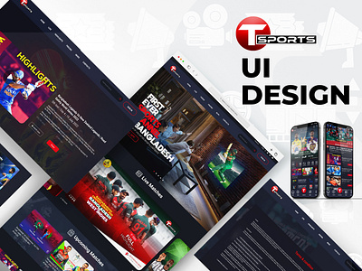 T-Sports-Ui-Mockup branding design graphic design icon illustration logo typography ui ux vector wireframe