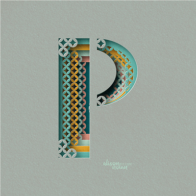 P for pattern 36 days of type design hand lettering illustrated letter illustration letter p monogram papercut procreate relief