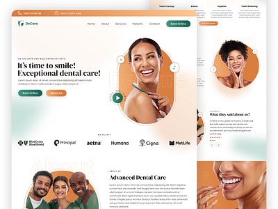 Dental Care Webdesign beauty booking branding care customer dental design doctor figma graphic design health landing logo medicine smile teeth ui