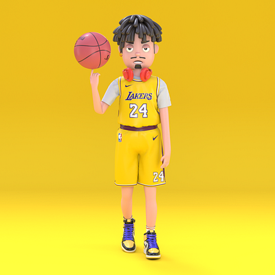 A teenager playing basketball 3d c4d 卡通人物