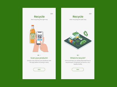 Recycling App Onboarding Screens app recycle ui