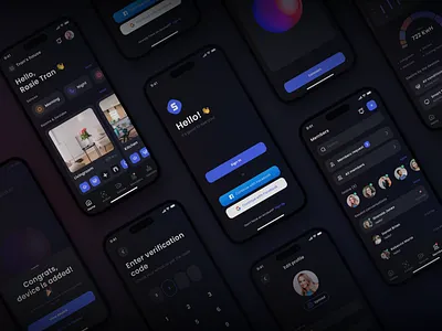 Smaho - Smart Home Mobile App - Dark Theme app app design dark mode dark theme home control mobile app mobile app design mobile app design dark mode mobile design smart home smart home app smart home app design smart home mobile app ui ui design uiux uiux design uxui uxui design