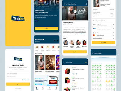 Movie ticket booking app concept app screens app ui booking app booking interface modern ui movie movie app ticket booking app ui uiux user interface