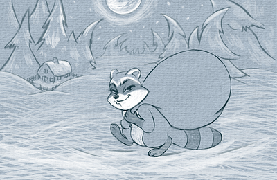 WINTER 2d cartoon casualgame character concept cute design illustration raccoon sketch winter
