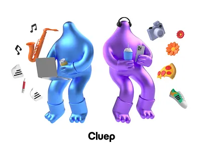 3D Brand Illustrations for Cluep.com 3d 3danimation 3dart animation b3d blender blender3d branding c4d cinema4d colorful design geometric illustration loop motion render set simple uiux