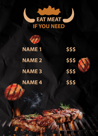Meat menu for grill bar graphic design grill menu