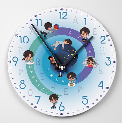 Сhildren's wall clock graphic design illustration vector