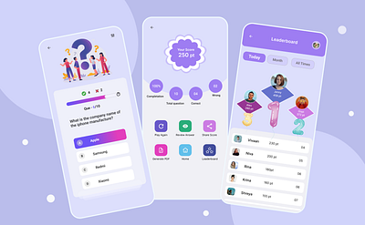 Quiz application educational quiz app graphic design mobile app quiz app quiz mobile app quiz mobile app ui quiz ui ui uiux ux
