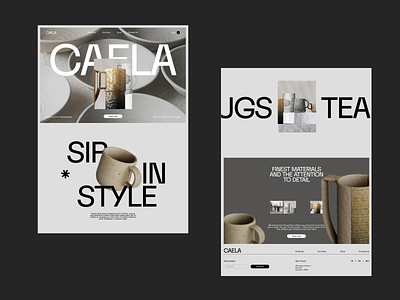 CAELA - Handcrafted Mugs E-commerce Website Design clean design ecommerce hand crafted landing minimal mugs ui ux web website