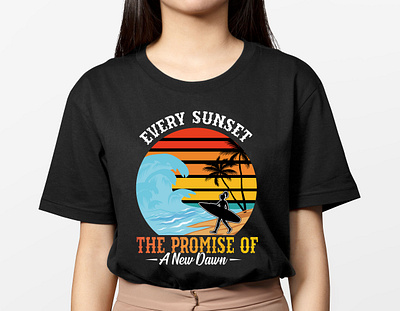 Summer T-shirt Design, Sunset T-shirt Design. best design best t shirt design designer illustration promise summer sunset t shirt trendy typography vintage