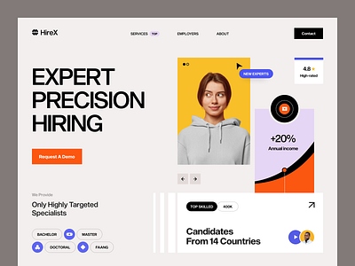 HireX Website design interface product service startup ui ux web website