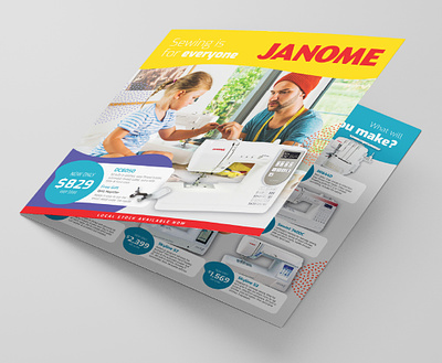 Janome mailers advertising advertising design catalogue catalogue design creative concepts design graphic design layout layout design mailer mailer design print advertising print design print preparation print production sewing sewing machine strategy