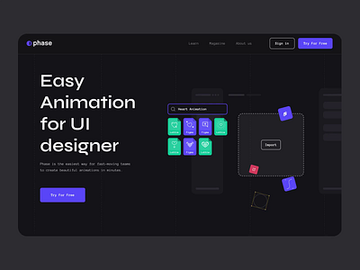 Phase website animation black branding design system figma graphic design illustration learn platform logo motion graphics prototype ui vector website