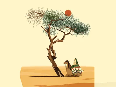 TREE OF TÉNÉRÉ cat digital illustration illustration niger thanh soledas tree tree of ténéré
