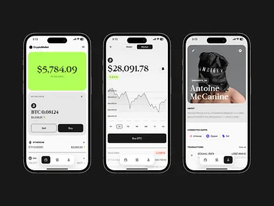 🍀 CryptoWallet animation bitcoin crypto ethereum fintech graph interactions ios profile ui ux wallet