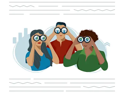 Illustrations and infographics for the blog articles analytics big data blog content business character concept data flat income infographics key visual marketing money planning report social media strategy team vector visualization