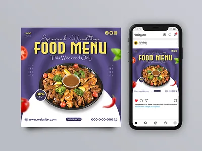 Food Menu Social Media Post Design advertising banner branding business carousel corporate creative creative idea delicious design discount banner flyer food flyer food menu graphic design marketing offer banner pizza restaurant trending design