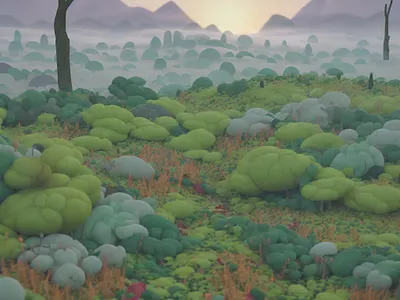 Edge of the Marsh 3d 3d illustration cinema 4d illustration landscape landscape illustration marsh plants stuart wade swamp vegetation