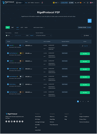 Rigel Protocol P2P DAPP branding figmadesign ui