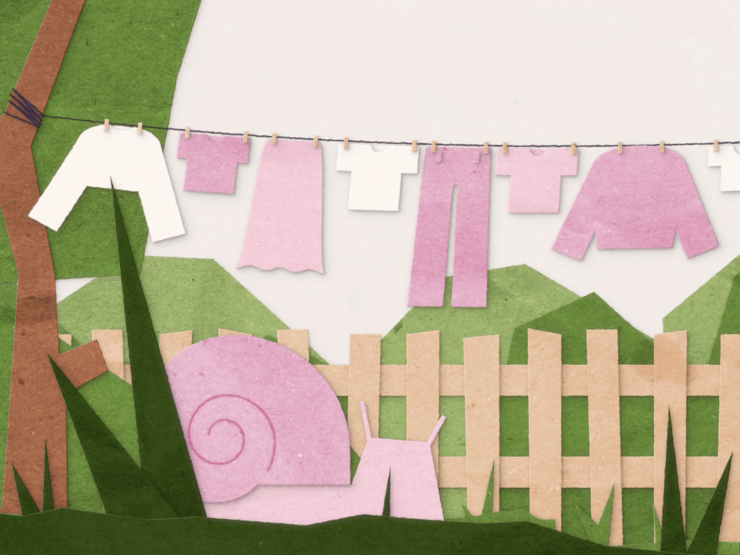 Slow Fashion 2d after effects animation clothes cut out animation ethical fashion fashion revolution week fast fashion garden motion graphics paper cut out snail washing line