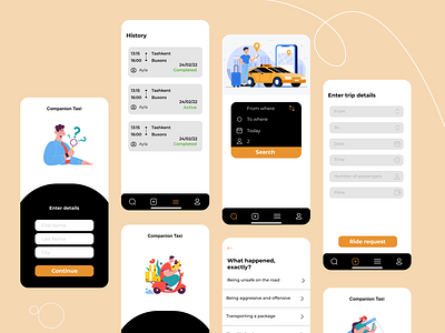 Mobile Design: Companion Taxi🚙 app book car community customers design driver graphic design illustration logo people research service taxi travel travelling uber ui ux world