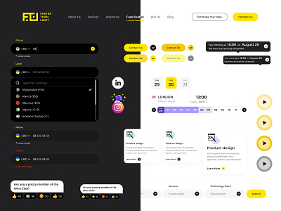 Faster Than Light UI kit buttons design cards design cards with icons comment ui dark mode date and time picker emojis in ui design error design filter design header design label design light mode schedule planner design search design set of components tooltip design ui kit