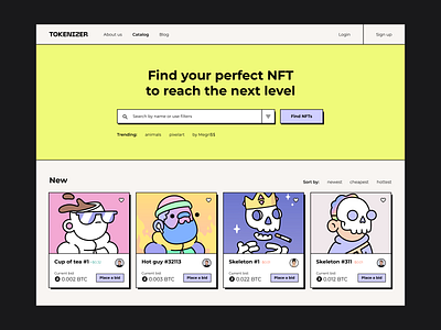 UX/UI-design for NFT-store e commerce e shop neobrutalism nft nft shop ui uidesign uxuidesign webdesign website design