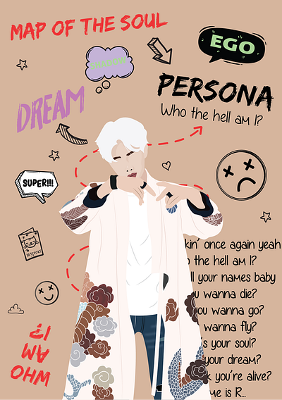 Notebook Cover Image branding bts design fanart graphic design illustration namjoon persona rm typography vector