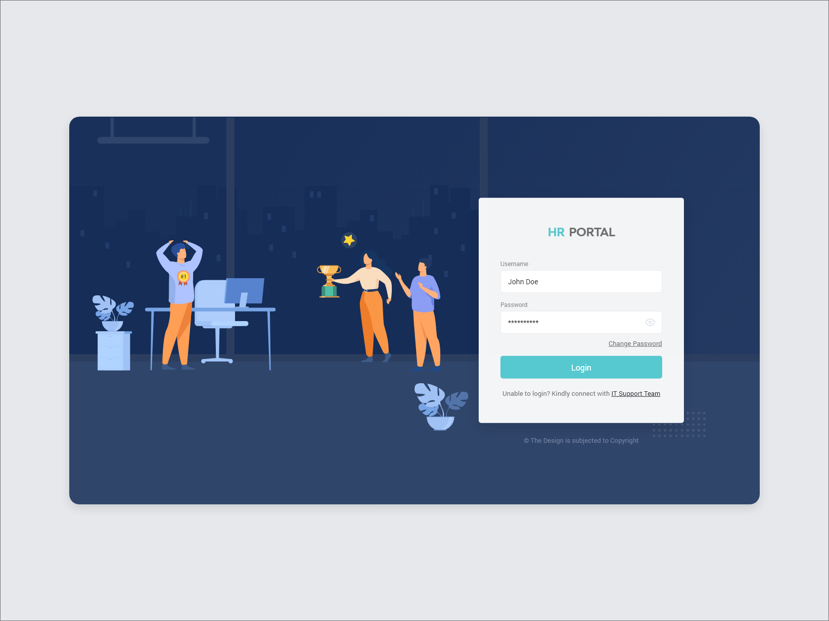 Login Screen for HR Portal appreciation blue theme branding design designing employees hr portal illustration illustrative design layout design login login page login screen signin ui ui design ux design web design web ui
