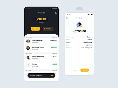 Payments screens app balance finance fintech mobile mobile app pay payment payments ui ui design ux ux design