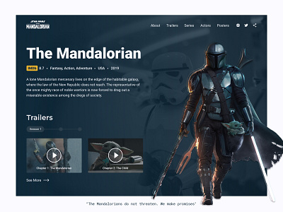 Website for Watching the Famous Series background blue concept dark desctop fan film homepage interface movie netflix series trailer ui ux video web design website