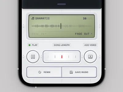 Neumorphic AI Music Generator App ai android app app application clean design display retro gameboy iphone app mobile music neumorphic old school retro ui ux